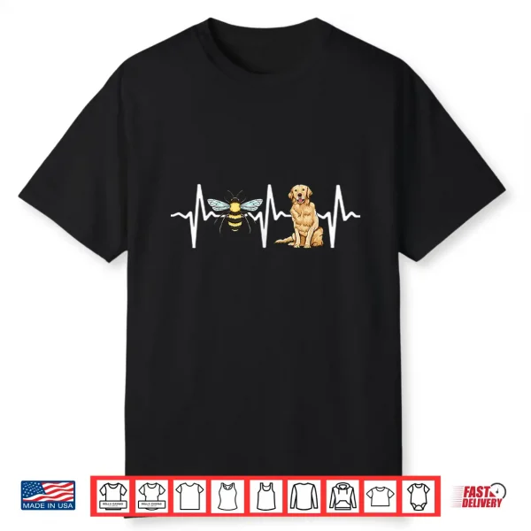 Honey Bee Golden Retriever Heartbeat Dog Lover Professional Graphic Shirt