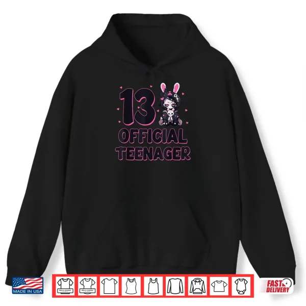 Hoodie 13 Official Teenager 13th Birthday Goth Bunny Anime Girl Shirt 2