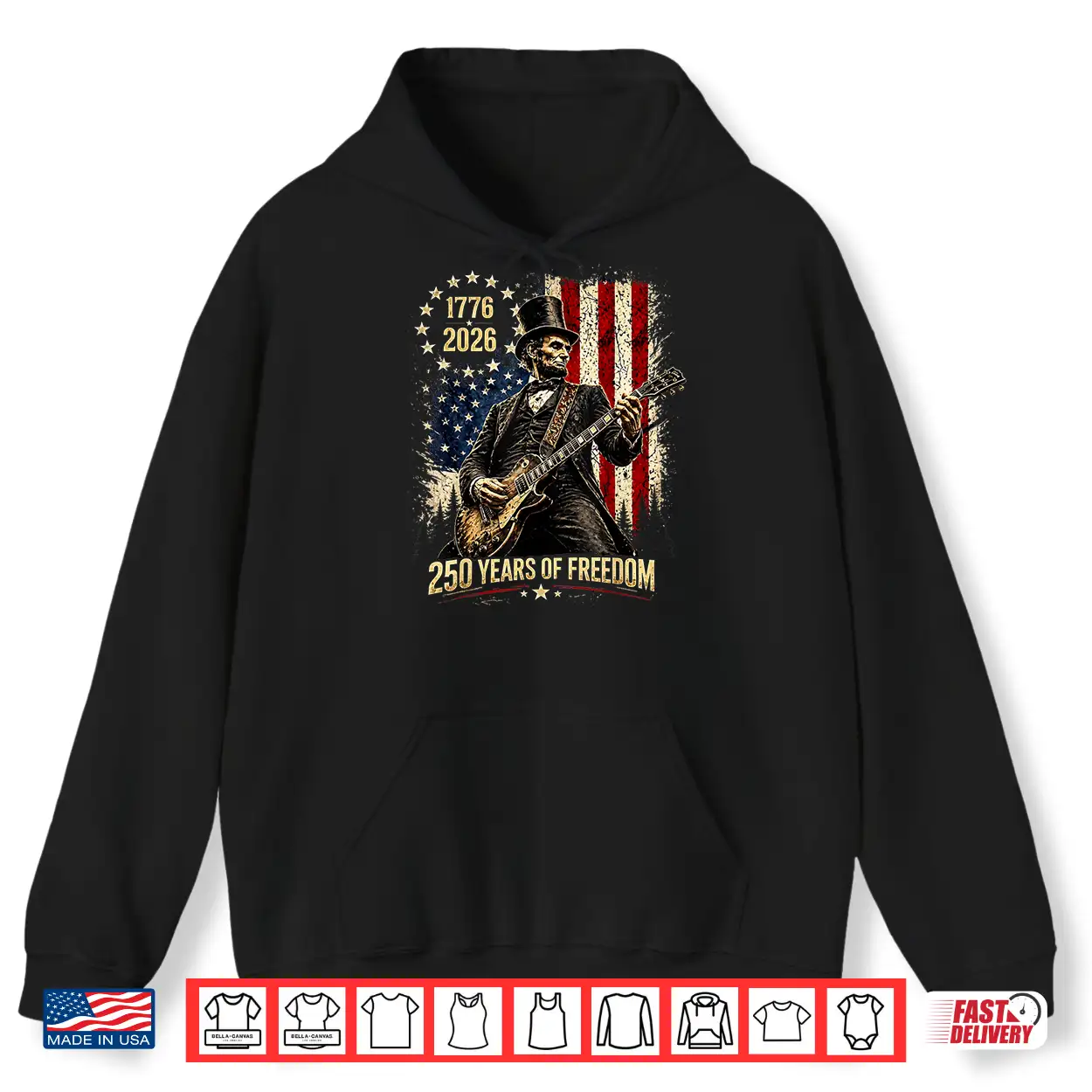 250 Years 1776 2026 Usa Flag Abe Lincoln Playing Guitar Shirt 250 Years 1776 2026 Usa Flag Abe Lincoln Playing Guitar Shirt