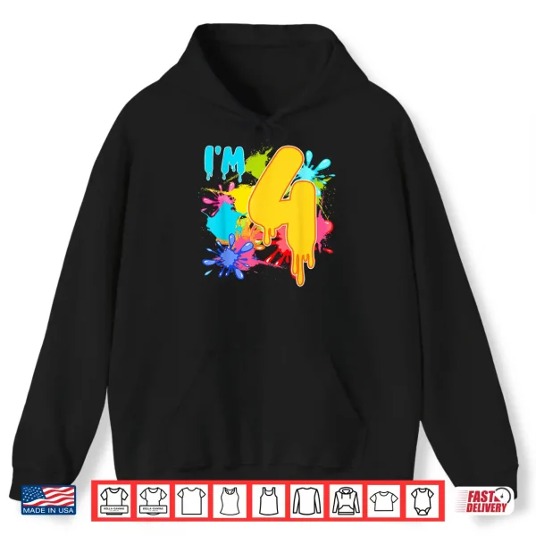 Hoodie 4 Year Old Birthday Slime Lover 4th Slime Themed Party Shirt