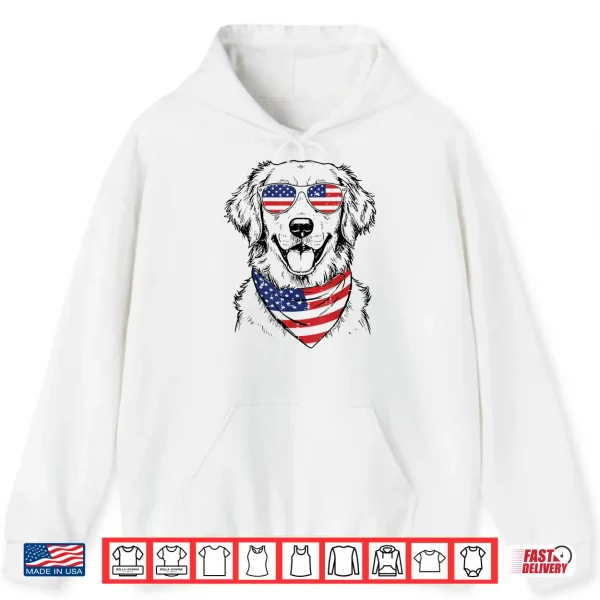 Hoodie 4th Of July Dog Golden Retriever Cute Patriot Men Women Kids Shirt