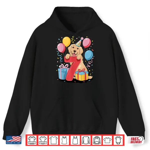 Hoodie 7th birthday boy girl 7 years old seven Golden Retriever Shirt