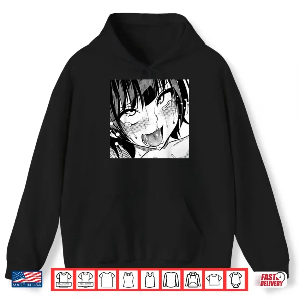 Hoodie Ahegao Anime Girl With Tongue and Hands Out Weeb Shirt