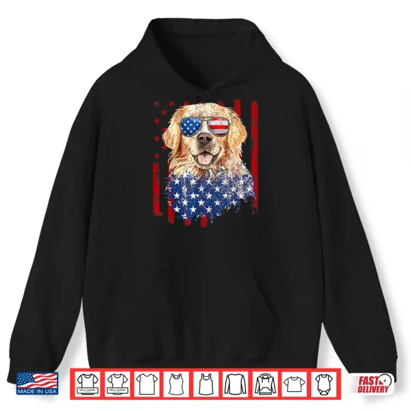Hoodie American Flag Golden Retriever USA Retro 4th Of July Shirt