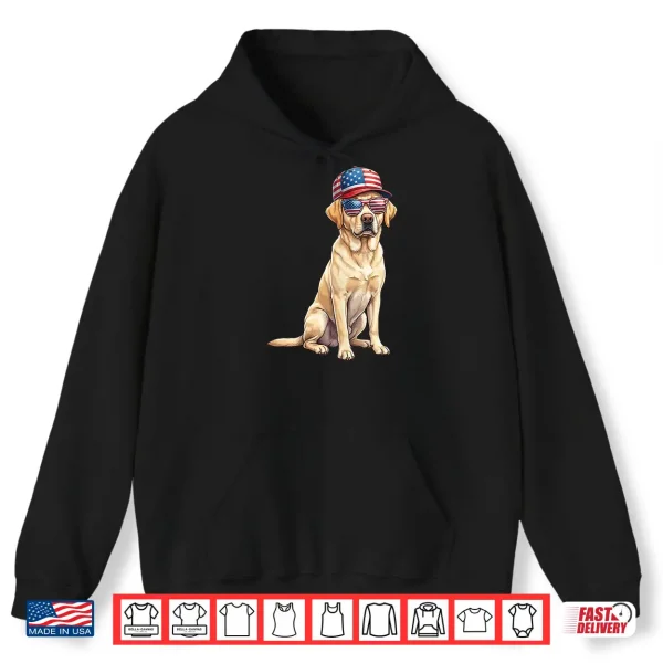 Hoodie American Flag Labrador Retriever Dog Yellow Lab Patriotic Shirt