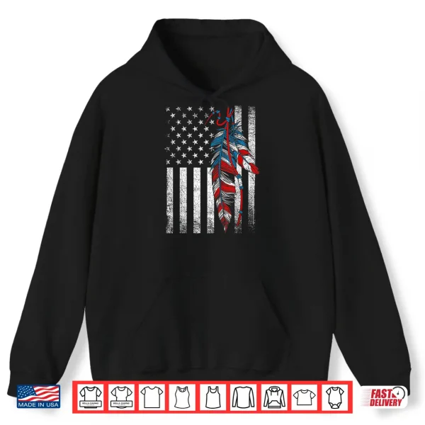 Hoodie American Flag Native Feather Pride Month Indigenous Shirt