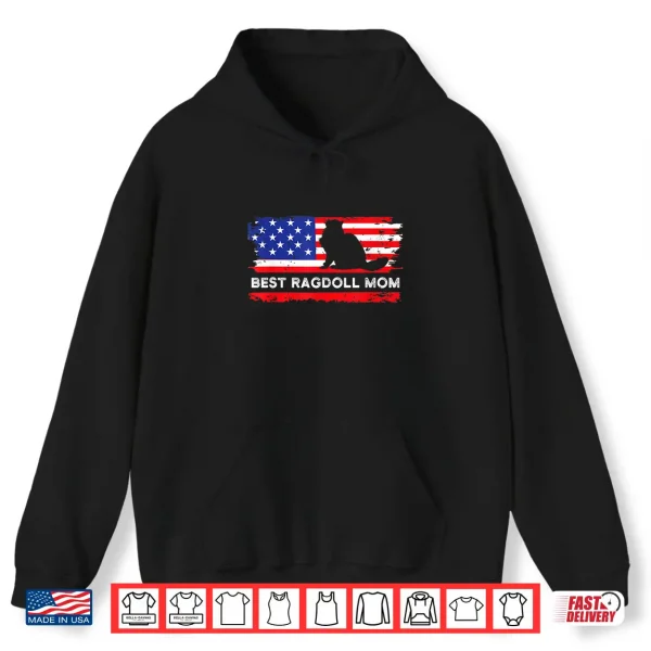 Hoodie American Flag Ragdoll Cat Mom Proud Cat Mama Cute Pet Owner Shirt