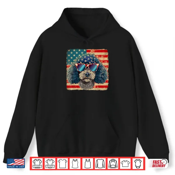 Hoodie American Star Stripes Poodle Dog Shirt 4th of July Men Women Shirt