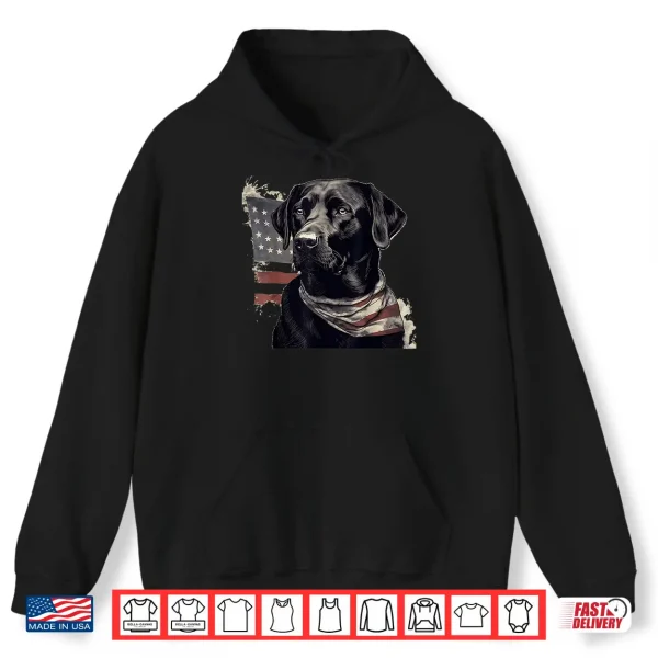 Hoodie American USA Flag Lab Owner Black Labrador Retriever Shirt
