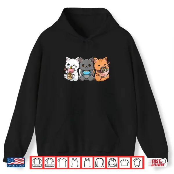 Hoodie Anime Boba Tea Bubble Tea Gaming Gamer Ramen Cat Shirt 2