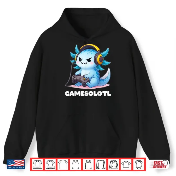 Hoodie Anime Gamesolotl Axolotl Boys 10 12 Kid Gamer Gaming Clothes Shirt