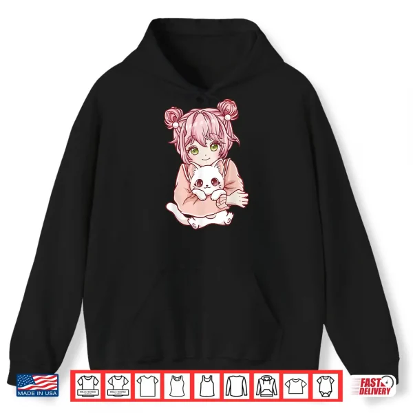 Hoodie Anime Girl Cat Cats Kawaii Shirt 2