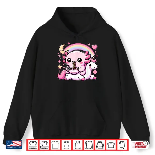 Hoodie Anime Kawaii Axolotl Eating Ramen Noodles Kids Teen Girl Boy Shirt
