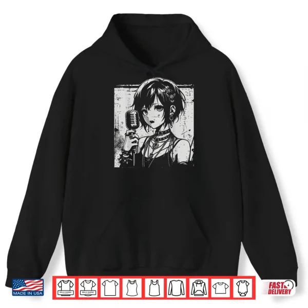Hoodie Anime Punk Girl Singing Japanese Manga Goth Women Men Kids Shirt