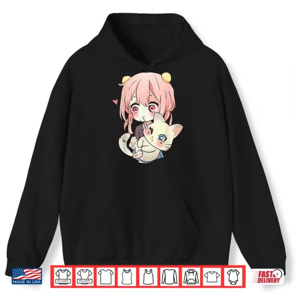 Hoodie Anime and Cats Lover for Teen Manga kawaii Graphic Otaku Shirt