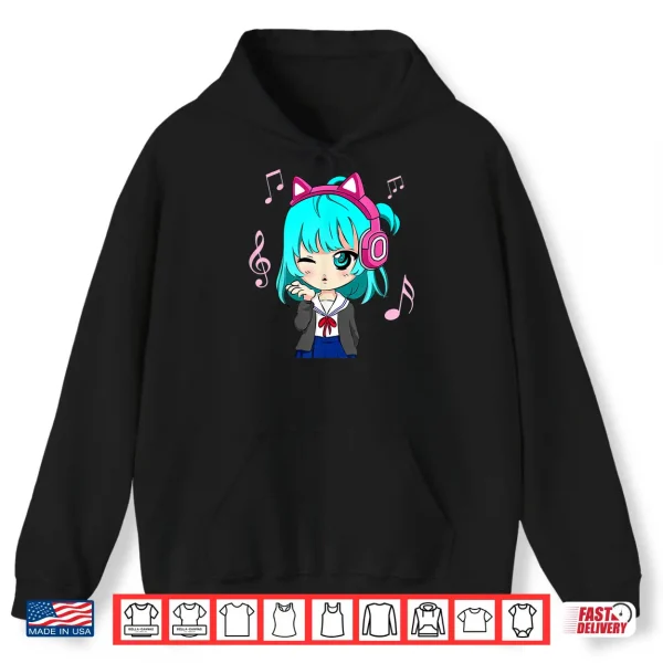 Hoodie Anime and Music Girl for Teen chibi graphic Anime girl Shirt