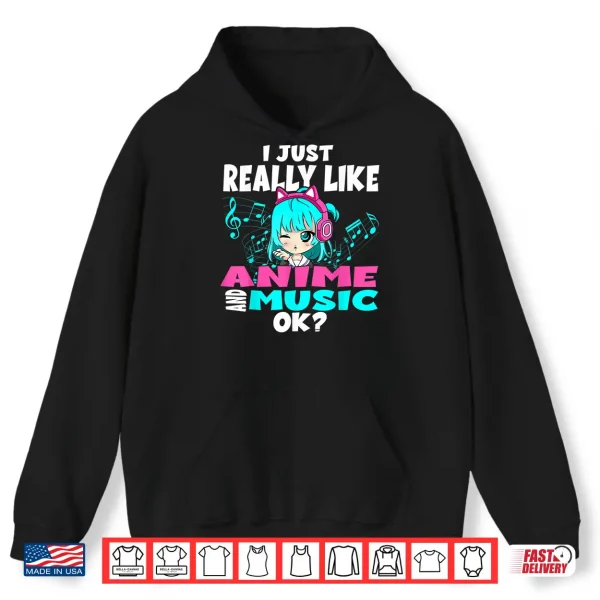 Hoodie Anime and music Kawaii chibi graphic teen anime girl Shirt 2