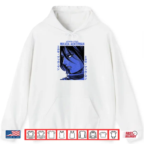 Hoodie Attack on Titan Mikasa Ackerman Japanese Manga Face Portrait Shirt