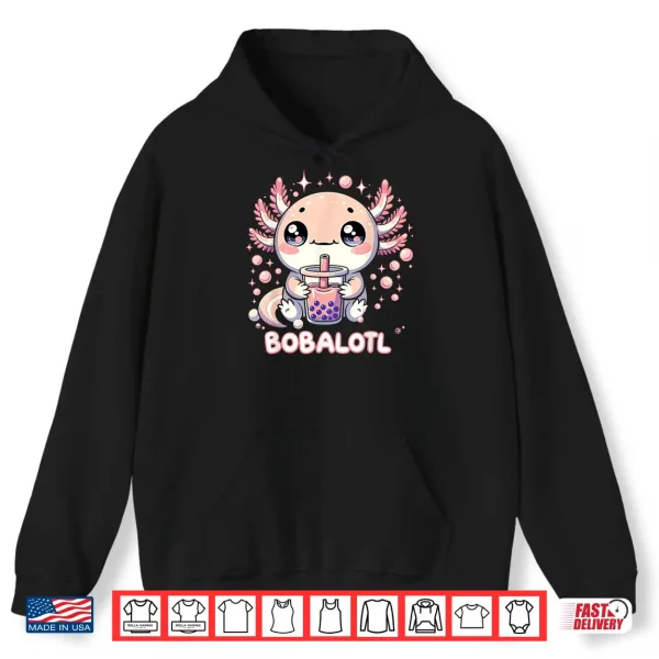 Hoodie Axolotl Boba Tea Kawaii Anime Cute Kids Teen Girls Shirt