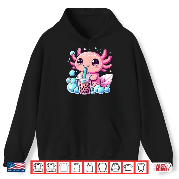 Hoodie Axolotl Bubble Tea Boba Anime Kawaii Axolotl Shirt