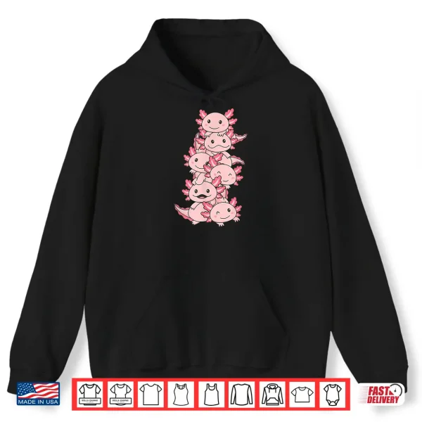 Hoodie Axolotl Pile Cute Animals Kawaii Anime Funny Axolotl Shirt