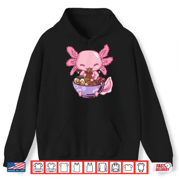 Hoodie Axolotl Ramen Anime Kawaii Eating Girls Teens Shirt