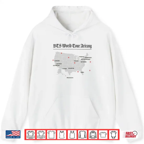 Hoodie B T S World Tour Arirang Map Shirt