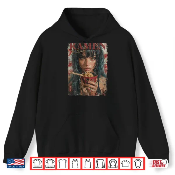 Hoodie Back print Pin up Girl Ramen Noodle Anime Manga Asian Ramen Shirt