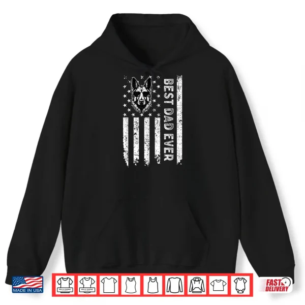 Hoodie Best German Shepherd Dog Dad Ever Fathers Day USA Flag Shirt