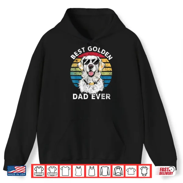 Hoodie Best Golden Dad Ever White English Cream Golden Retriever Shirt