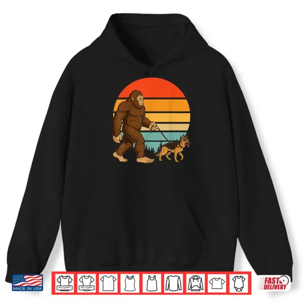 Hoodie Bigfoot German Shepherd Retro Professional Minimalist Modern Graphic Shirt
