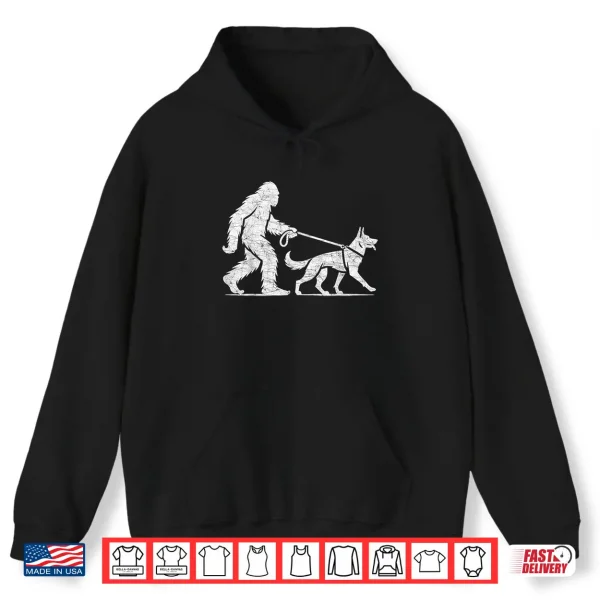Hoodie Bigfoot Walking German Shepherd Dog Lover Sasquatch Shirt