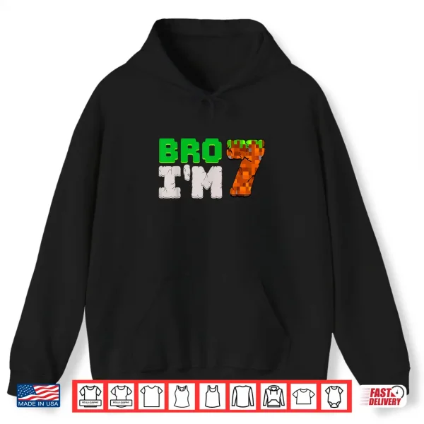 Hoodie Birthday Boy 7th Birthday Im 7 Year Old Gamer Pixel Number Shirt