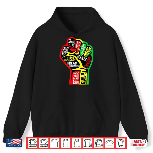 Hoodie Black History Month Juneteenth 1865 Dream Like Leaders Black Shirt