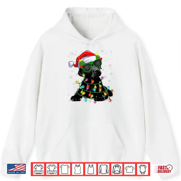 Hoodie Black Labrador Christmas Tree Lights Labrador Dog Xmas 2024 Shirt