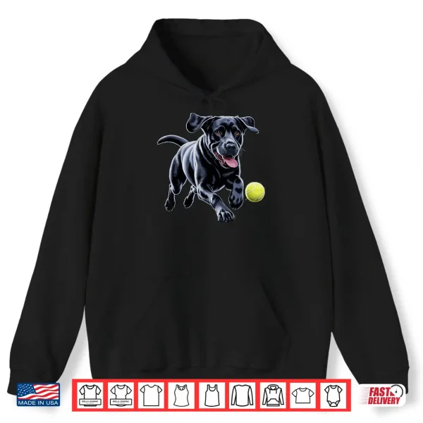 Hoodie Black Labrador Retriever Chasing A Ball Puppy Lab Owner Shirt
