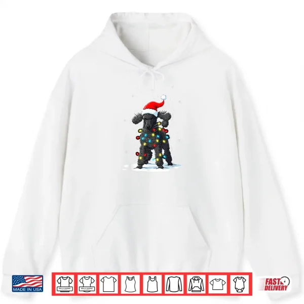 Hoodie Black Poodle Christmas Lights Funny Holiday for Men Women Shirt