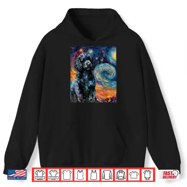 Hoodie Black Poodle Starry Night Dog Lover Puppy Pet Owner Shirt