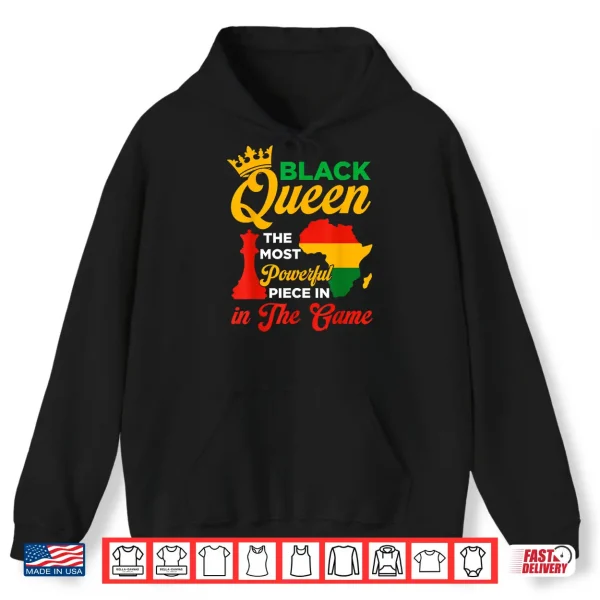 Hoodie Black Queen Chess Powerful Piece In The Game Juneteenth Shirt