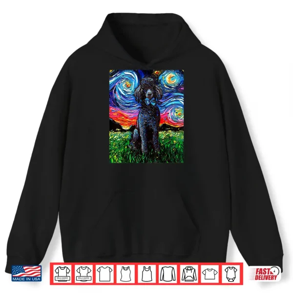Hoodie Black Standard Poodle Starry Night Dog Art by Aja Shirt