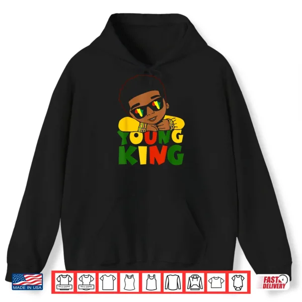Hoodie Black Young King Black History Month Kids Afro Boys Shirt
