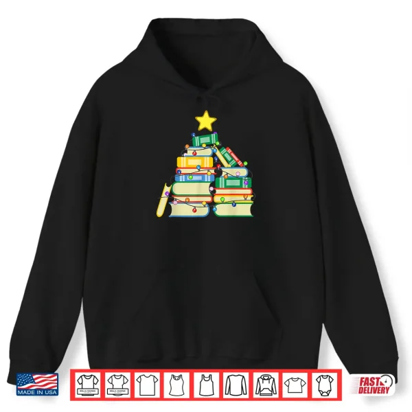Hoodie Bookish Christmas Tree Christmas Library Tree For Bookworms Shirt