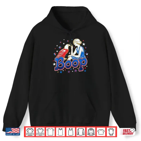 Hoodie Boop Vintage Girl and Eagle Funny Patriotic Retro Art Shirt