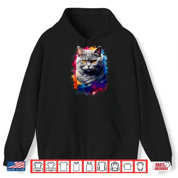 Hoodie British Shorthair Watercolor Cat All Ages Cat Lovers Shirt