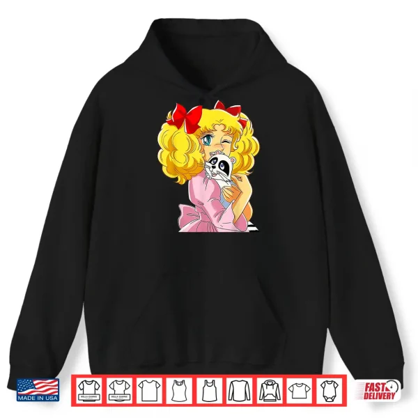 Hoodie Candy Candy and raccoon Retro Japanese Vintage 80s Anime Shirt 2