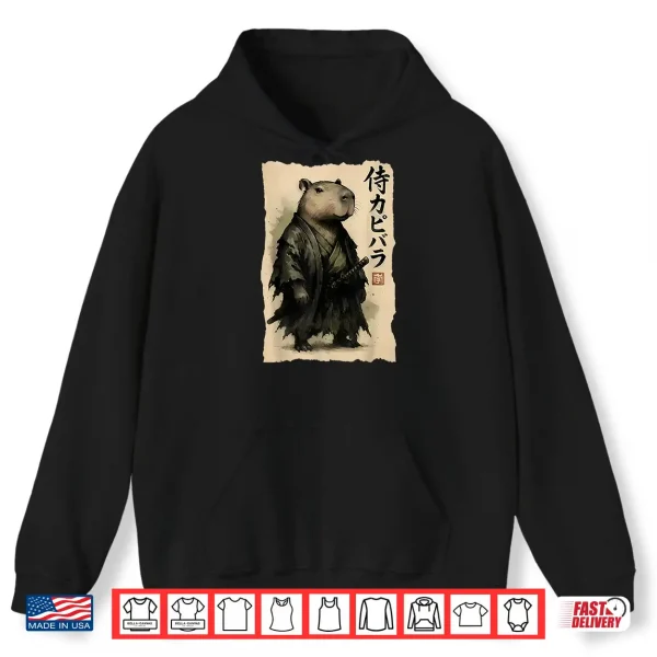 Hoodie Capybara Samurai Japanese Warrior Graphic Anime Ukiyo e Art Shirt