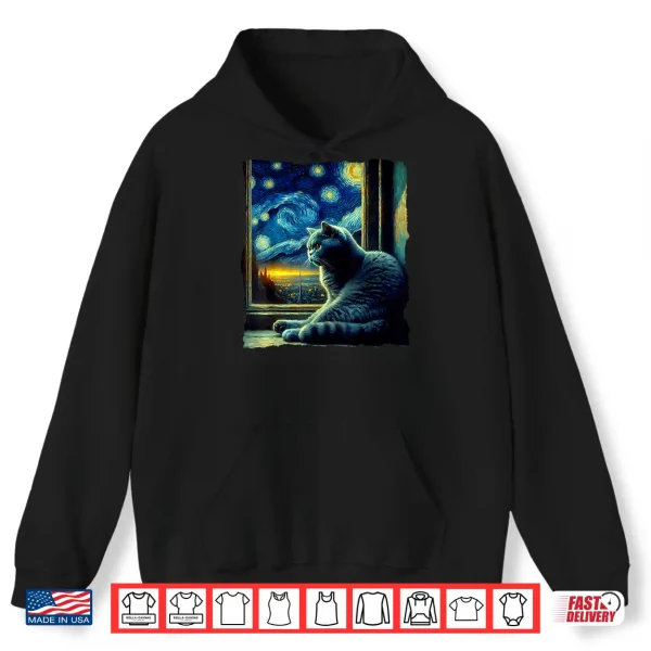Hoodie Cat British Shorthair Starry Night British Shorthair Shirt