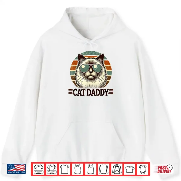 Hoodie Cat Daddy Cool Ragdoll Cat Fathers Day Retro Cat Dad Shirt