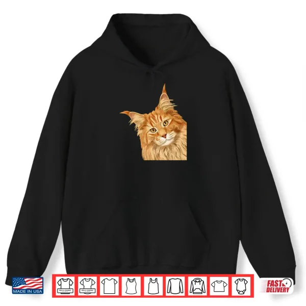 Hoodie Cat Funny Maine Coon Professional Minimalist Modern Graphic Shirt