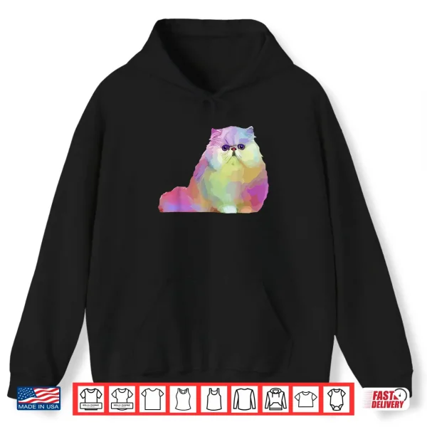 Hoodie Cat Lover Gifts Persian Cat Womens Colorful Persian Cat Mens Shirt